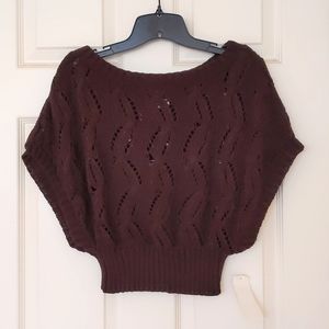 NWT. Woman's Crop crochet shrug with one word collar.
